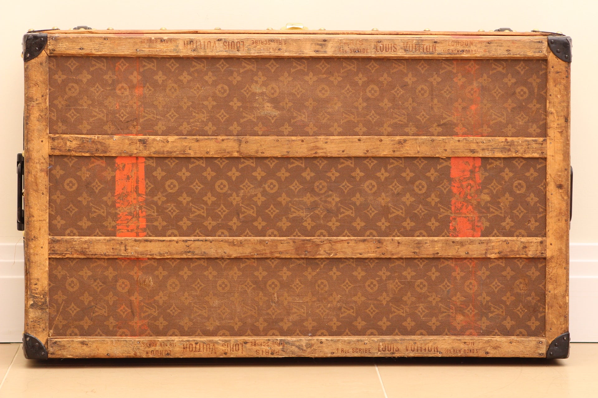 LOUIS VUITTON Antique Monogram Damier Wardrobe Steamer Trunk chest