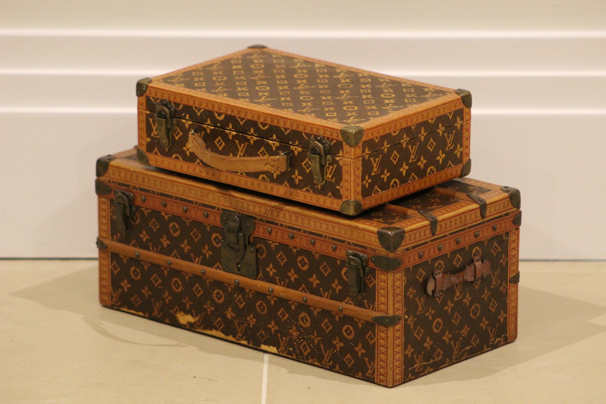 Antique Malle Haute Trunk in Orange from Louis Vuitton, 1900